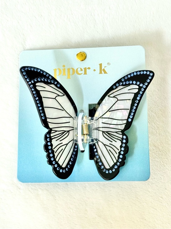 Piper K Accessories - Piper K Iridescent Blue Butterfly Hair Claw Clip w/ Rhinestones